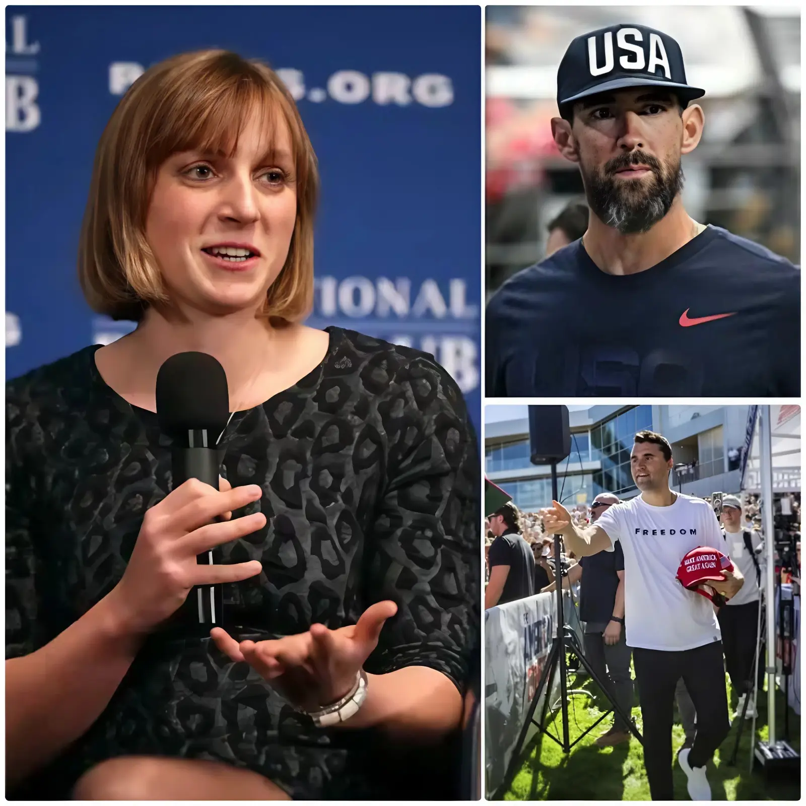 Cover Image for “THE THING NO ONE DARES TO SAY” 🚨 KATIE LEDECKY stunned the entire swimming world by DIRECTLY REBUKING legend MICHAEL PHELPS, boldly asking: “WHY DON’T WE HONOR THE 20,000 CHILDREN WHO DIED IN GAZA?” 🔥 While the public was still SHOCKED by the defense of someone accused of being a “stubborn and illogical RACIST,” just SIX CRUCIAL WORDS coldly delivered by LEDECKY SHATTERED THE ENTIRE CONTROVERSY, igniting a MASSIVE WAVE OF SUPPORT ACROSS THE UNITED STATES.